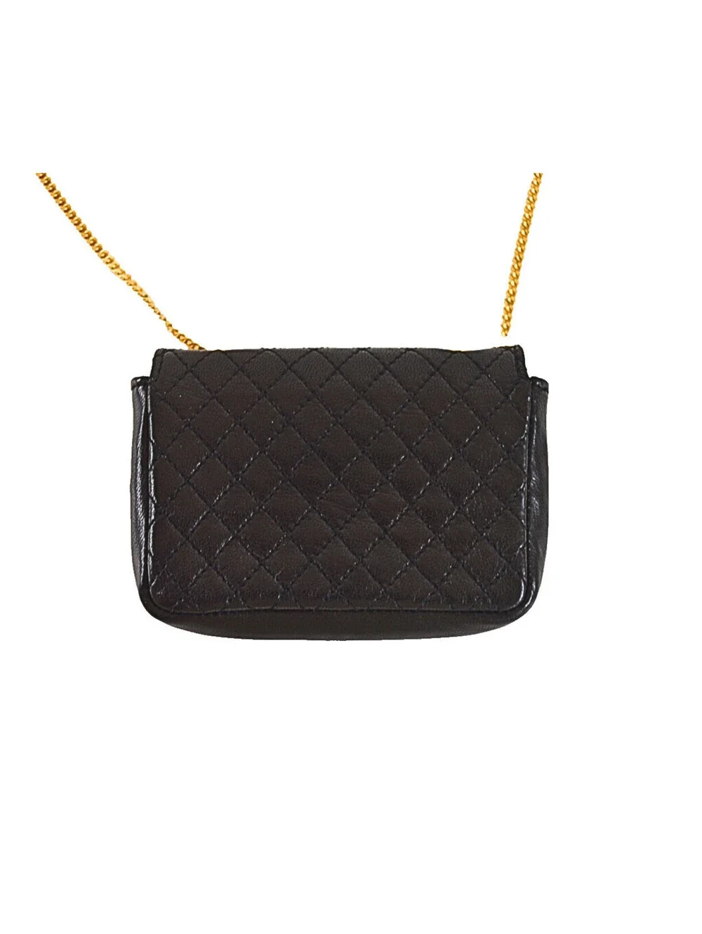 Chanel A Black Quilted Lambskin Leather Micro Flap Bag With Gold Hardware